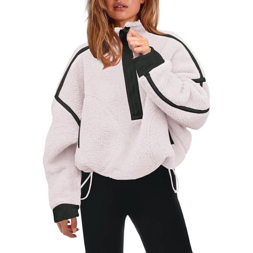Women’s Sherpa Fleece Pullover Half Zip Oversized Pockets Warm Cozy